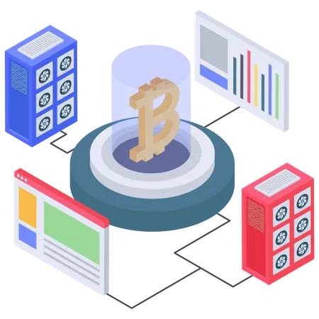 Bitcoin-Datenbankverbindung und Dashboard  Illustration