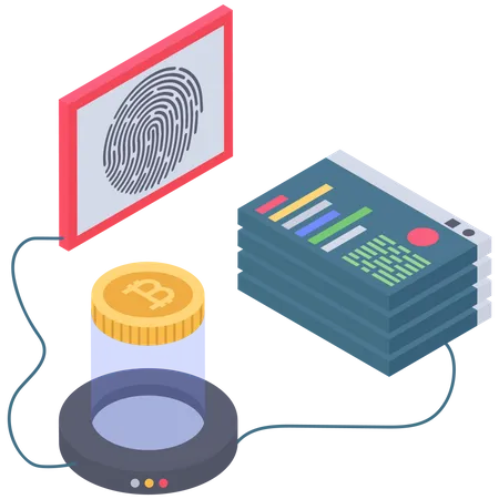 Bitcoin digital Fingerprint Security Illustration