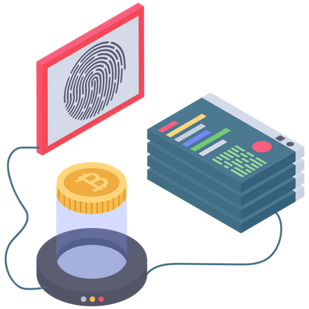 Bitcoin digital Fingerprint Security  Illustration