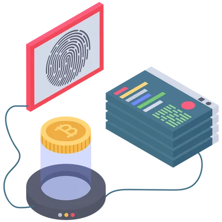 Bitcoin digital Fingerprint Security  Illustration