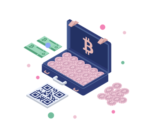 Bitcoin en maletín  Ilustración