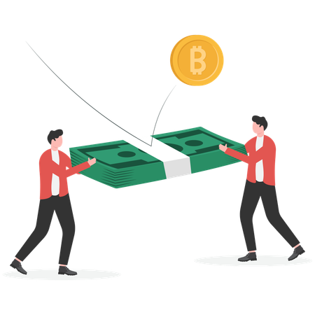 Bitcoin erholt sich auf dem Trampolin und steigt im Preisdiagramm  Illustration