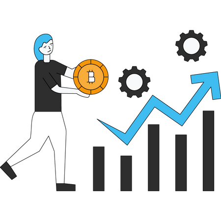 Bitcoin growth graph Illustration