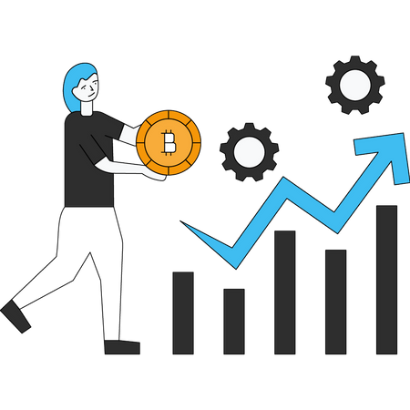 Bitcoin growth graph  Illustration