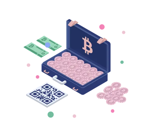 Bitcoin in briefcase Illustration