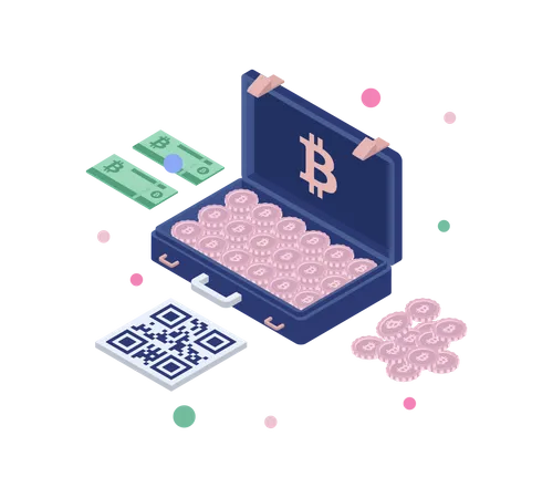 Bitcoin in briefcase  Illustration