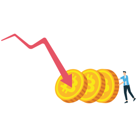 Bitcoin Inflation – Cryptocurrency Value Drop  Illustration