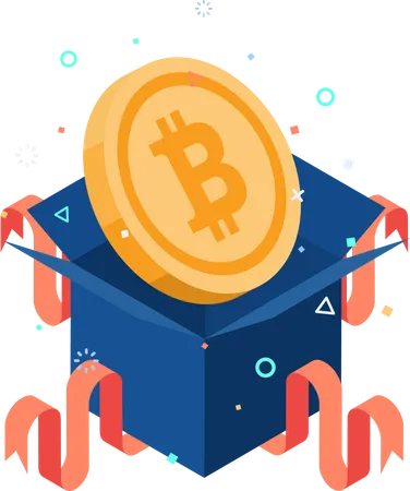 Bitcoin Inside Gift Boxes Showing Up Illustration