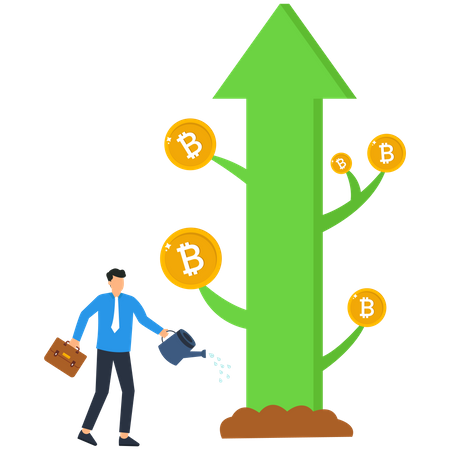 Crecimiento de la inversión bitcoin  Ilustración