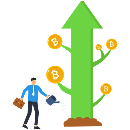 Crecimiento de la inversión bitcoin  Ilustración