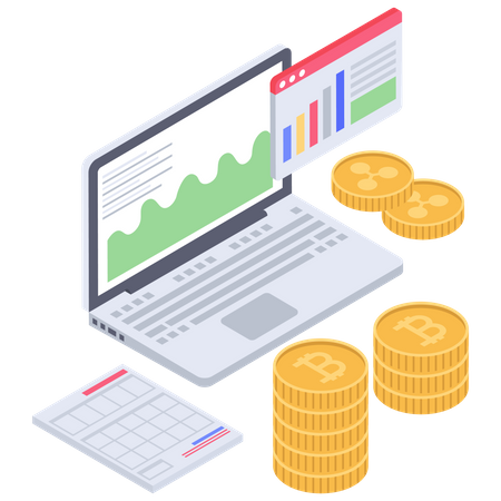 Bitcoin investment report and analytics  イラスト