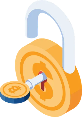 Bitcoin Key Unlock Dollar Coin  Illustration