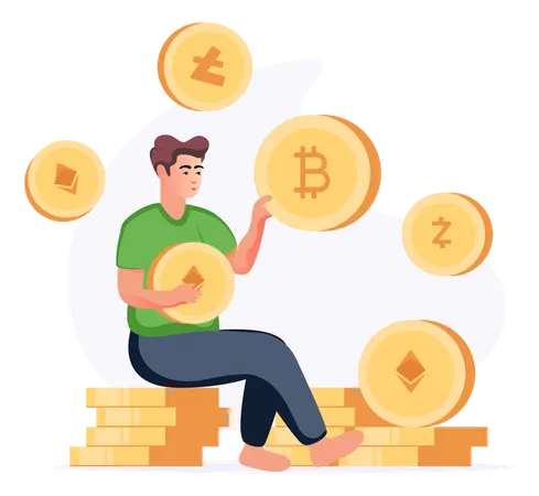 Modern Flat Illustration Of Bitcoin Millionaire Illustration