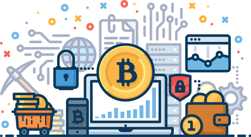 Bitcoin mining and market analysis  Illustration