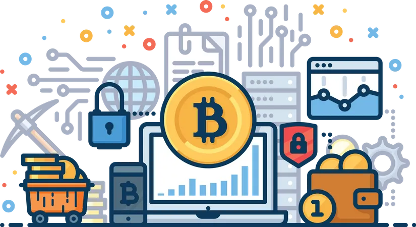 Bitcoin mining and market analysis  Illustration