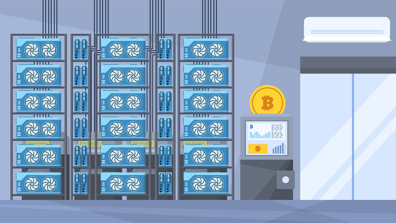 Bitcoin-Mining-Einrichtung  Illustration