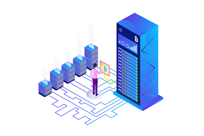 Bitcoin Mining Farm  Illustration