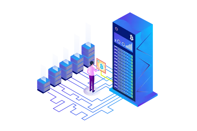 Bitcoin Mining Farm  Illustration