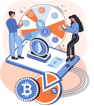 Bitcoin mining graph analysis done by employee  Illustration