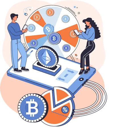 Bitcoin mining graph analysis done by employee  Illustration