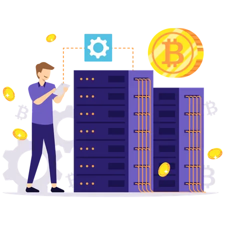 Bitcoin mining server Illustration