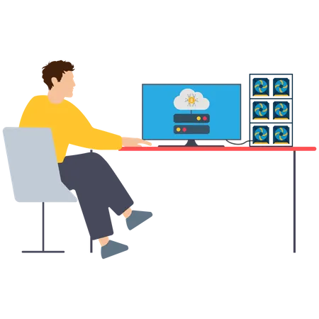 Bitcoin Mining Server Illustration