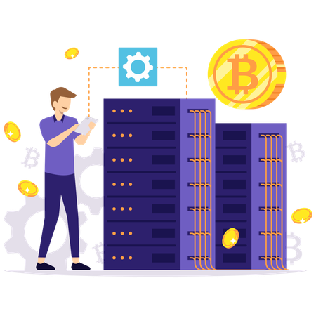 Bitcoin mining server  Illustration