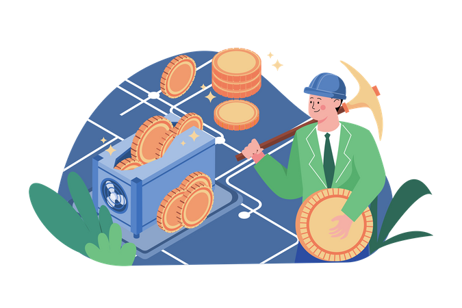 Bitcoin Mining System  Illustration