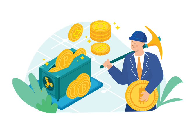 Bitcoin mining system  Illustration