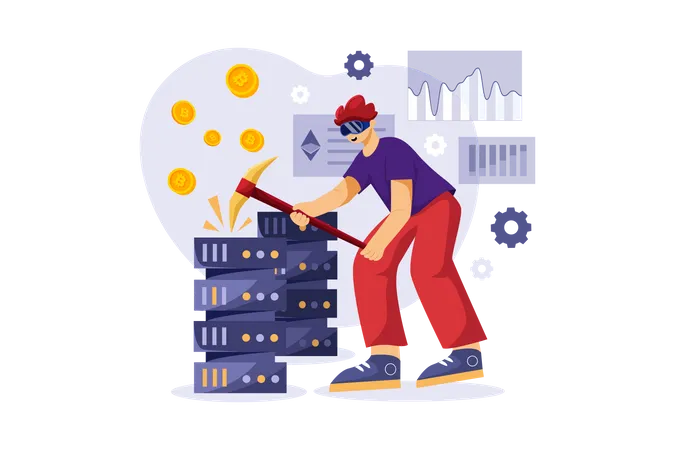 Bitcoin Mining Using VR  Illustration