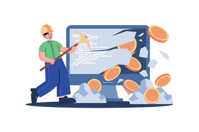 Bitcoin mining website  Illustration