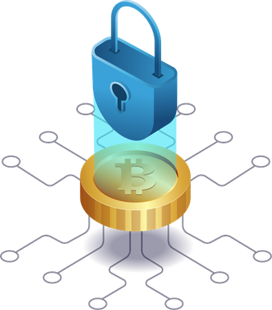 Tecnologia de segurança da moeda Bitcoin  Ilustração