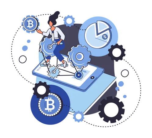 Bitcoin network technology  Illustration