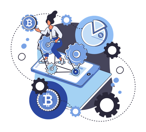 Bitcoin network technology  Illustration