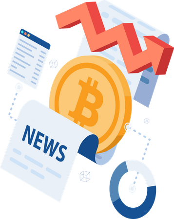 Bitcoin News and Cryptocurrency Data Analysis  Illustration