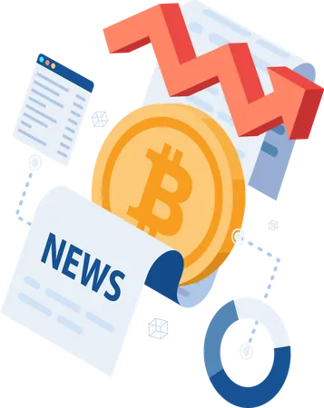 Bitcoin News and Cryptocurrency Data Analysis  Illustration