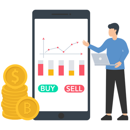 Bitcoin or crypto currency investment portfolio  Illustration