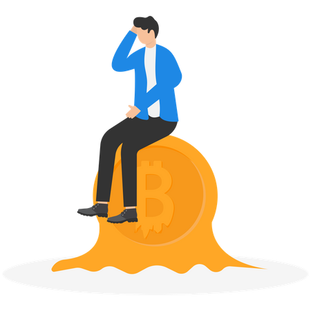 Bitcoin or cryptocurrency price falling down  Illustration