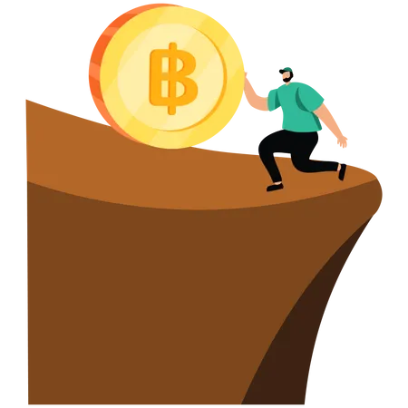 Bitcoin price falling down make investor  Illustration