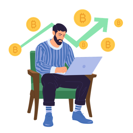 Bitcoin price increase cryptocurrency market  Illustration