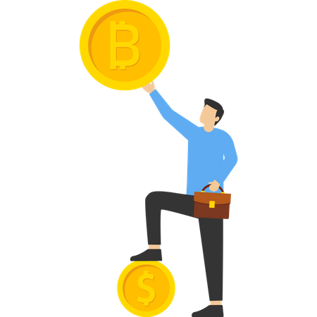 Bitcoin price is much higher than the dollar  Illustration