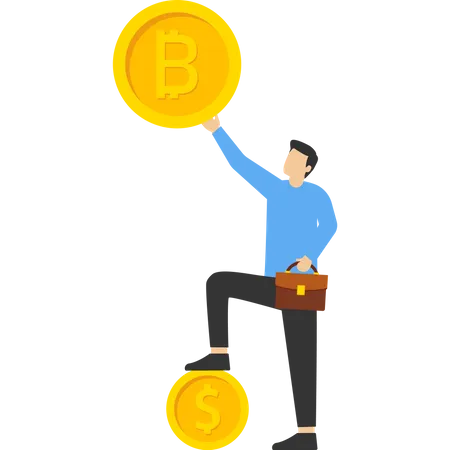 Bitcoin price is much higher than the dollar  Illustration
