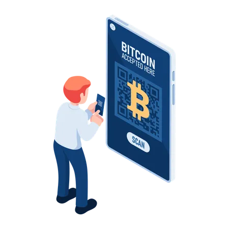 Bitcoin Qr Code Payment  Illustration