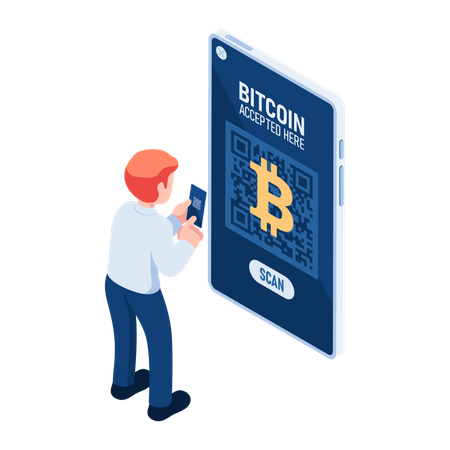 Bitcoin Qr Code Payment  Illustration