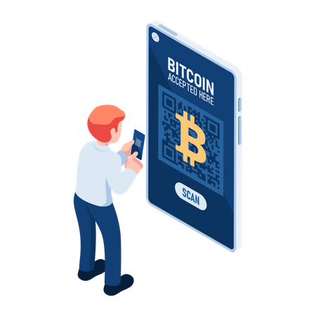 Zahlung per Bitcoin-QR-Code  Illustration