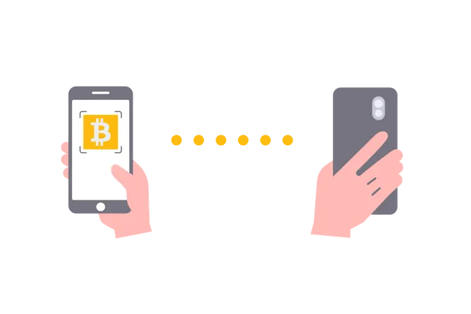 Bitcoin scannen und bezahlen  Illustration