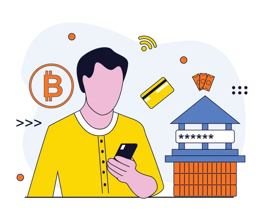 Bitcoin security technology Illustration