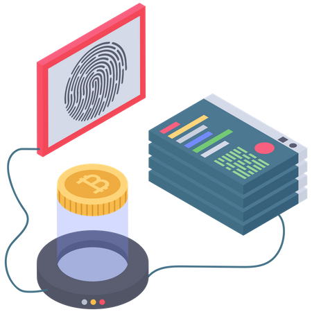 Seguridad de huellas digitales bitcoin  Ilustración