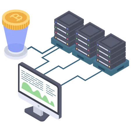 Bitcoin server and display connectivity Illustration