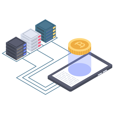 Bitcoin server connection  Illustration